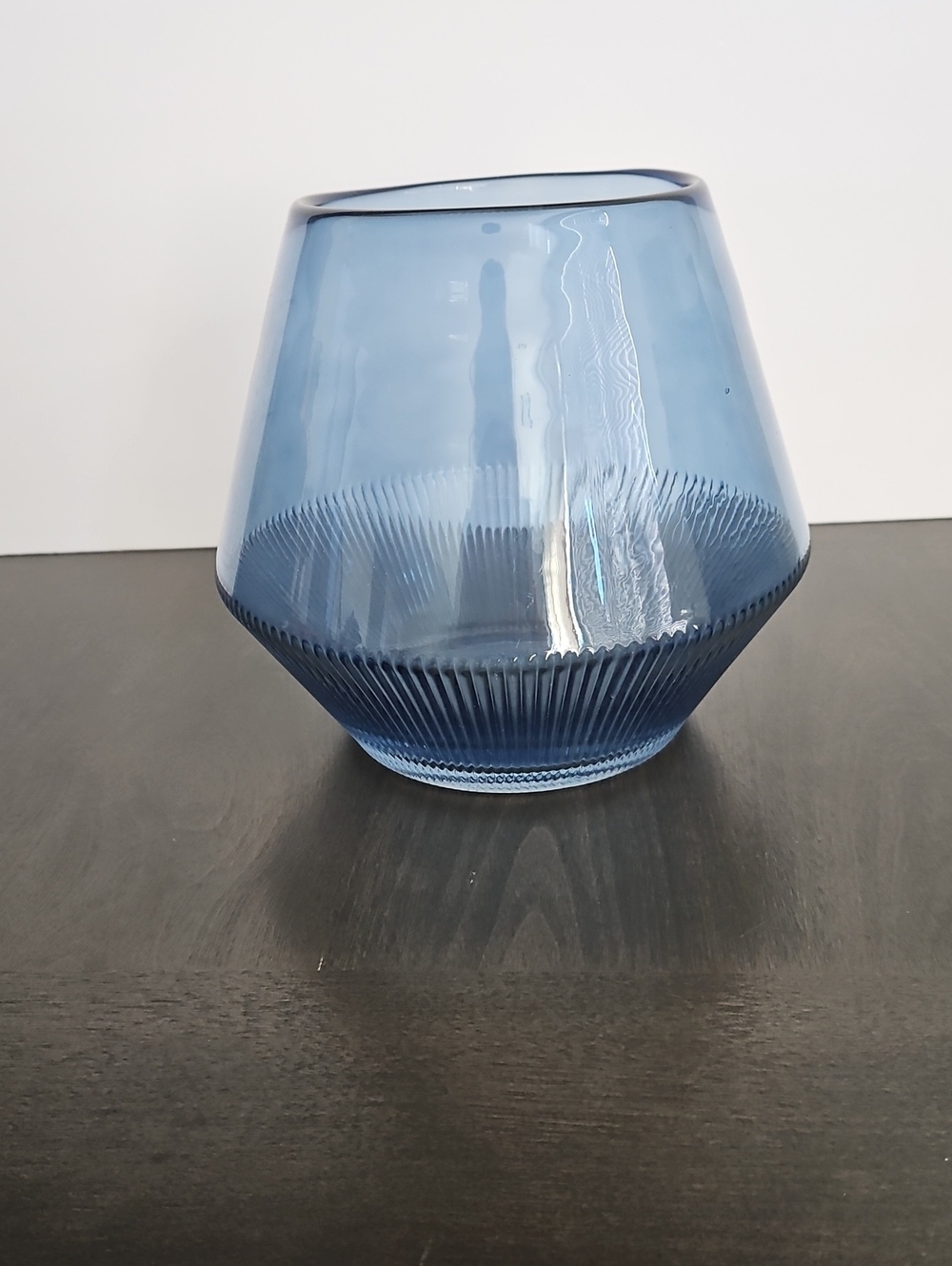 Threshold Blue Ribbed Glass Vase - Picture 2 of 3